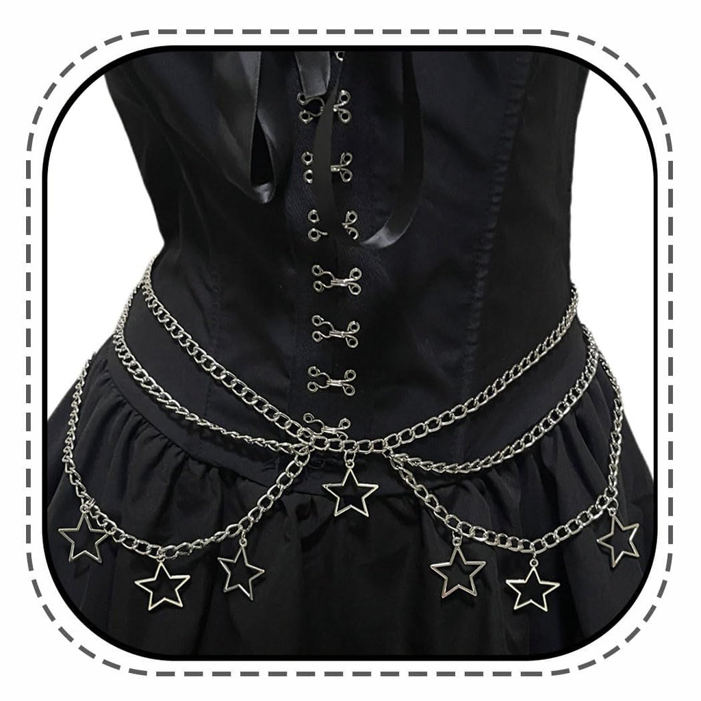 Thorn Heart Waist Chain Belt - Punk Gothic Crossover Body Belly Chains Tassel for Women Girl