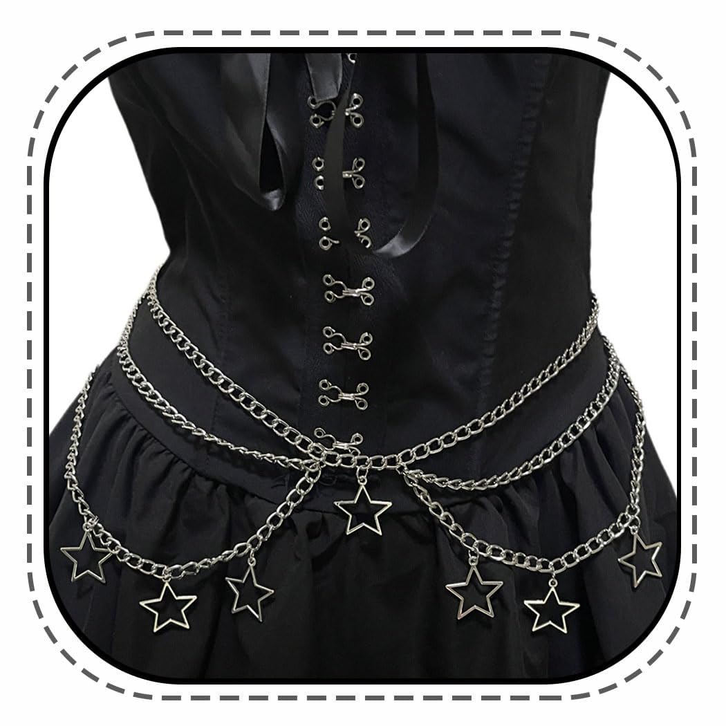Thorn Heart Waist Chain Belt - Punk Gothic Crossover Body Belly Chains Tassel for Women Girl
