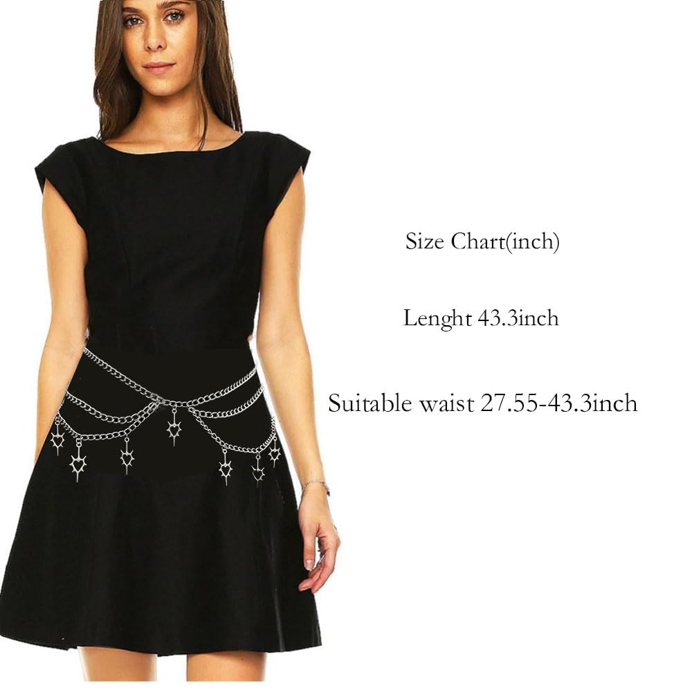 Thorn Heart Waist Chain Belt - Punk Gothic Crossover Body Belly Chains Tassel for Women Girl
